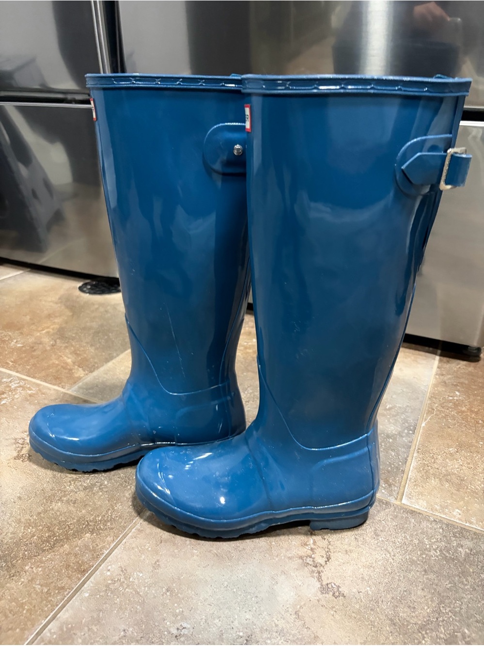 Hunter Gloss Tall Rain Boots - Blue